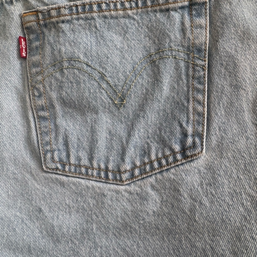 Levi's Distressed 501 Button Fly Light Blue Denim Cutoff Shorts Boho Summer - Picture 3 of 9